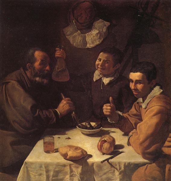VELAZQUEZ, Diego Rodriguez de Silva y Three Men at a Table France oil painting art
